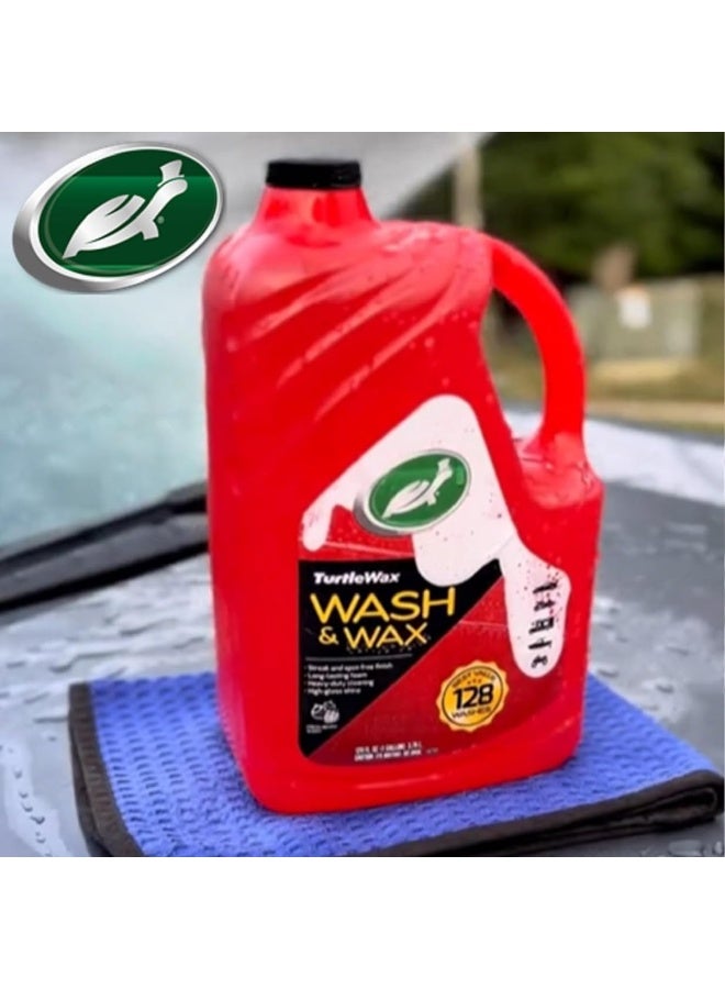 TurtleWax Turtle Wax Car Wash and Wax 3.79L (1 Gallon) High Foam Concentrate Shampoo with Long Lasting Shine, Hard Water Spot Protection, Acid Rain Defense, Streak Free Finish, Safe for Paint Glass Trim Wheels, 128 Washes Heavy Duty Cleaning Formula - Image 5